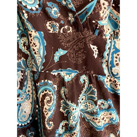 Women's Torrid Size 1 XL Pullover Short Sleeve Blouse, Top, Shirt Brown & Teal - Picture 4 of 6